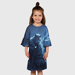 Платье клеш для девочки Волк повелитель молний, цвет: 3D-принт — фото 2