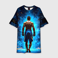 Платье клеш для девочки Кикбоксер в огне, цвет: 3D-принт