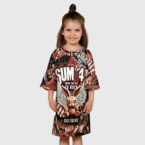 Детское платье Sum 41 на фоне кролика и гитар / 3D-принт – фото 3