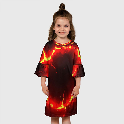 Детское платье Красный круг из огня текстура / 3D-принт – фото 3