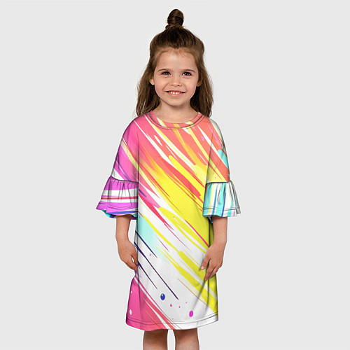 Детское платье Брызги краски на белом фоне / 3D-принт – фото 3