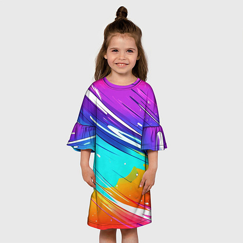 Детское платье Радужные брызги краски текстура / 3D-принт – фото 3