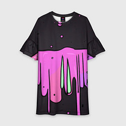 Платье клеш для девочки Фиолетовая текстура на черном фоне, цвет: 3D-принт