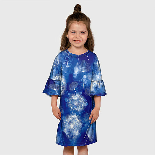 Детское платье Летающие одуванчики - акварельный фон / 3D-принт – фото 3