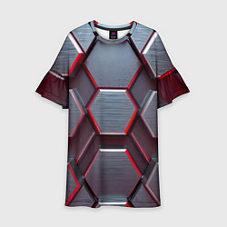 Платье клеш для девочки Бордовый бронежилет, цвет: 3D-принт