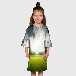 Платье клеш для девочки Поле для гольфа в тумане, цвет: 3D-принт — фото 2