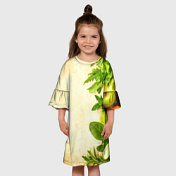 Платье клеш для девочки Здоровое питание на бежевом, цвет: 3D-принт — фото 2
