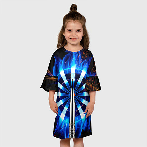 Детское платье Дартс - мишень синее пламя / 3D-принт – фото 3