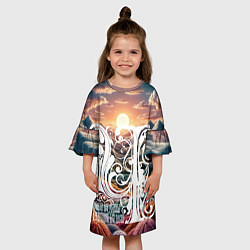 Платье клеш для девочки Родина в сердце, цвет: 3D-принт — фото 2