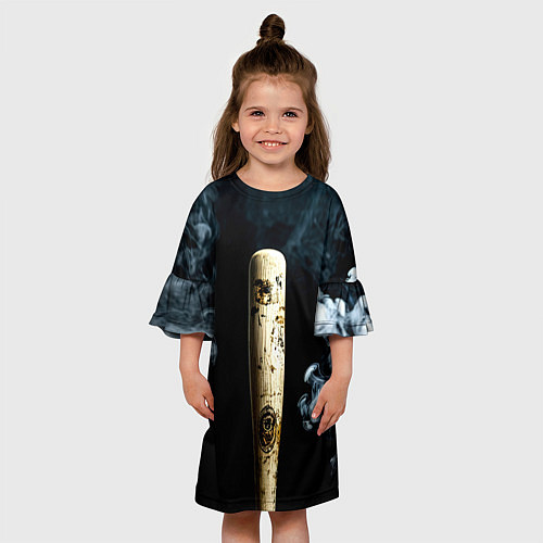 Детское платье Бейсбольная бита на черном в дыму / 3D-принт – фото 3