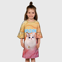 Платье клеш для девочки Inzoi кошечка на блестящем фоне, цвет: 3D-принт — фото 2