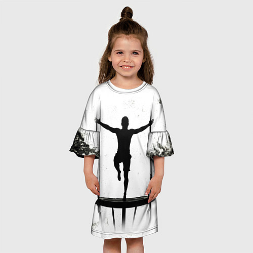 Детское платье Прыжки на батуте черно-белое / 3D-принт – фото 3