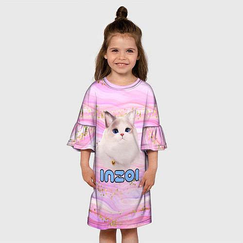 Детское платье Inzoi розовый фон с золотинками / 3D-принт – фото 3