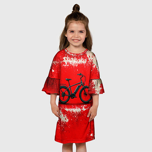 Детское платье Электровелосипед на красном / 3D-принт – фото 3