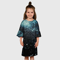 Платье клеш для девочки Черно-синий текстурный фон, цвет: 3D-принт — фото 2