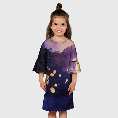 Детское платье Золотая краска на текстуре / 3D-принт – фото 3