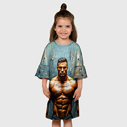 Платье клеш для девочки Бодибилдер на сером, цвет: 3D-принт — фото 2