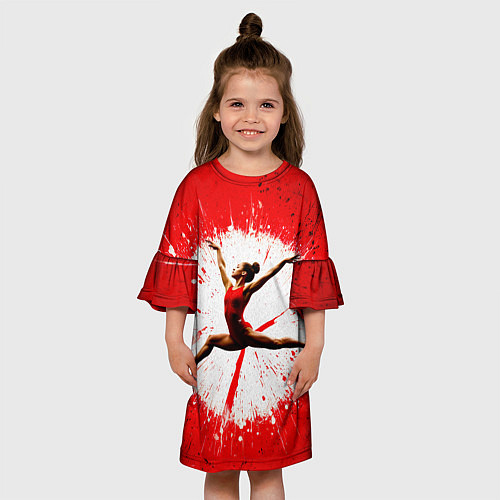 Детское платье Воздушная гимнастка на красном / 3D-принт – фото 3