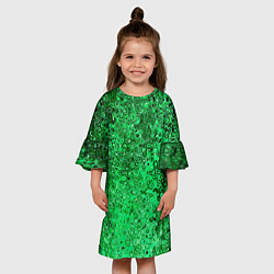 Платье клеш для девочки Зелёный малахит абстрактная текстура, цвет: 3D-принт — фото 2