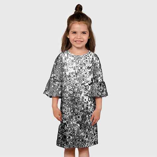 Детское платье Чёрно-белый абстрактная текстура / 3D-принт – фото 3