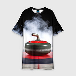 Платье клеш для девочки Кёрлинг и белый дым, цвет: 3D-принт