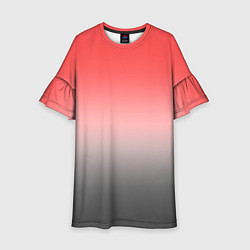 Платье клеш для девочки Бледный красно-серый градиент, цвет: 3D-принт