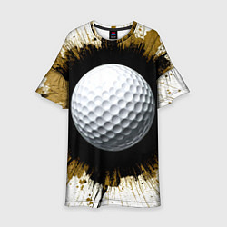 Платье клеш для девочки Мяч для гольфа на белом, цвет: 3D-принт