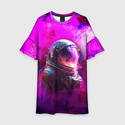 Платье клеш для девочки Космонавт красочный, цвет: 3D-принт