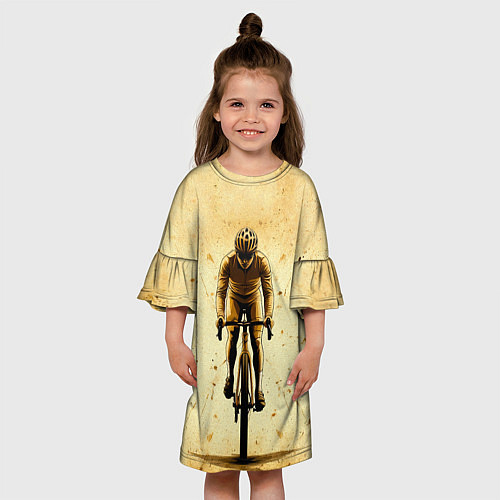 Детское платье Трековый велосипедист на бежевом / 3D-принт – фото 3