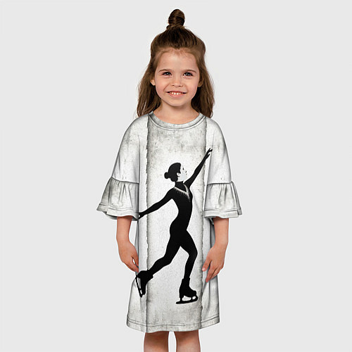 Детское платье Фигуристка на сером / 3D-принт – фото 3