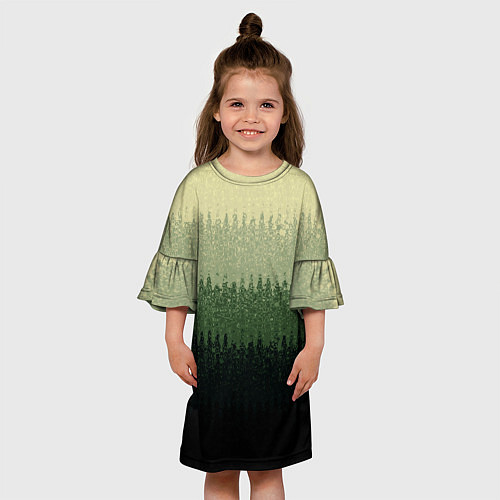 Детское платье Зелёный полосами от светлого к тёмному текстурные / 3D-принт – фото 3