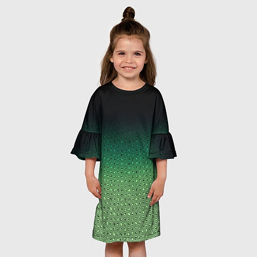 Детское платье Чёрно-зелёный градиент с узором / 3D-принт – фото 3