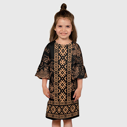 Детское платье Золотой дракон с узорами славянскими / 3D-принт – фото 3