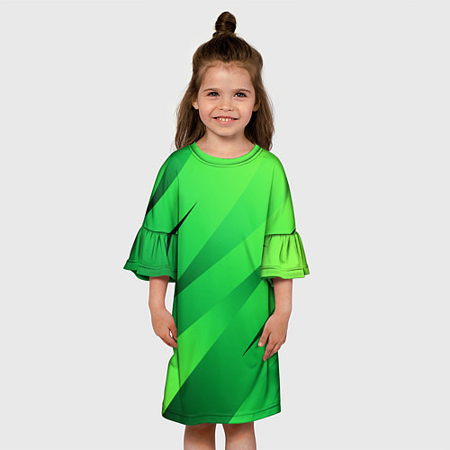Детское платье Сочный зелёный абстрактные полосы / 3D-принт – фото 3