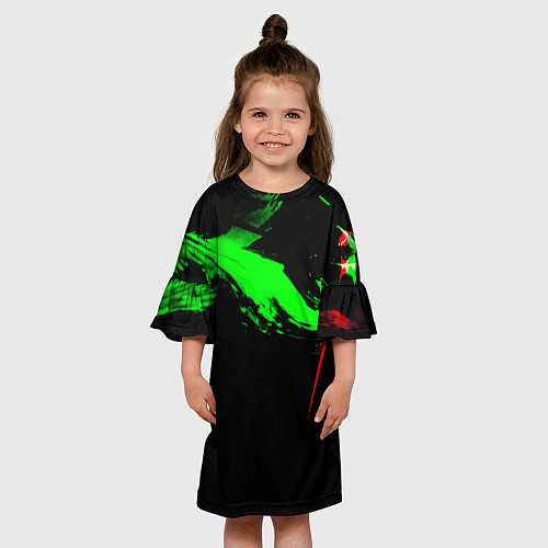 Детское платье Color black green red / 3D-принт – фото 3