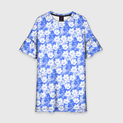 Детское платье Бело-голубой цветочный