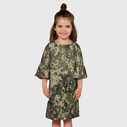 Детское платье Камуфляж защитный пиксельный / 3D-принт – фото 3