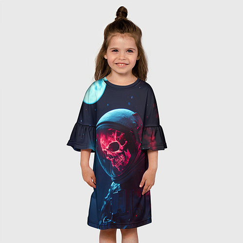 Детское платье Хоррор скелет в космосе / 3D-принт – фото 3