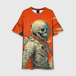 Платье клеш для девочки Скелет космонавт и краска на фоне, цвет: 3D-принт