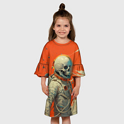 Платье клеш для девочки Скелет космонавт и краска на фоне, цвет: 3D-принт — фото 2