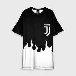 Платье клеш для девочки Ювентус белый огонь, цвет: 3D-принт