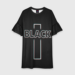 Платье клеш для девочки Black - cross, цвет: 3D-принт