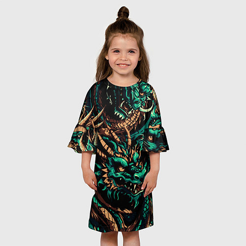 Детское платье Японские драконы ирезуми / 3D-принт – фото 3