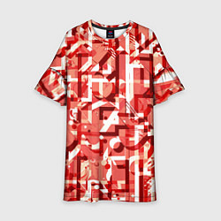 Платье клеш для девочки Красно-белый объёмный эффект, цвет: 3D-принт