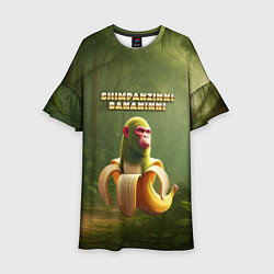 Платье клеш для девочки Shimpanzinni Bananinni ии мем, цвет: 3D-принт