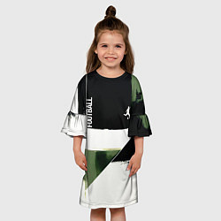 Платье клеш для девочки Футбол на фоне брызг красок, цвет: 3D-принт — фото 2