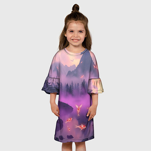 Детское платье Горы и рыбки / 3D-принт – фото 3