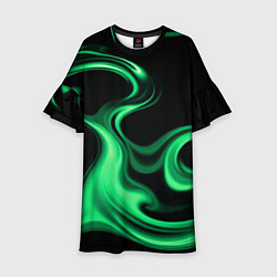 Платье клеш для девочки Color green smoke, цвет: 3D-принт