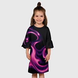 Платье клеш для девочки Color pink smoke, цвет: 3D-принт — фото 2