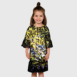 Платье клеш для девочки Желто синяя краска на черном, цвет: 3D-принт — фото 2